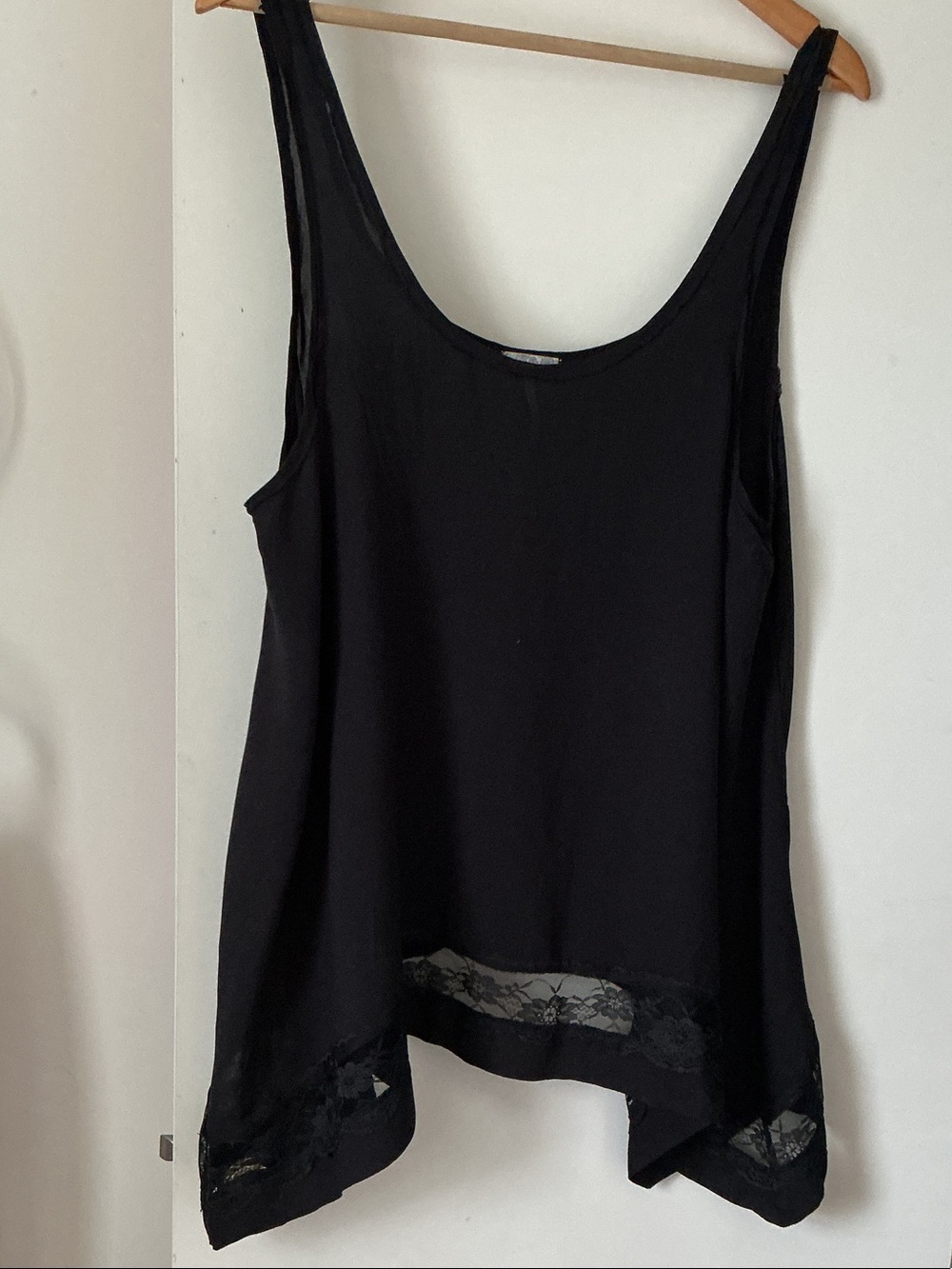 FREE PEOPLE Black Lace Trim Sleeveless Tank